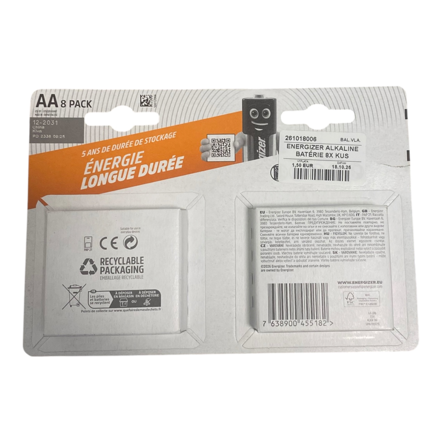 ENERGIZER ALKALINE BATÉRIE 8X KUS